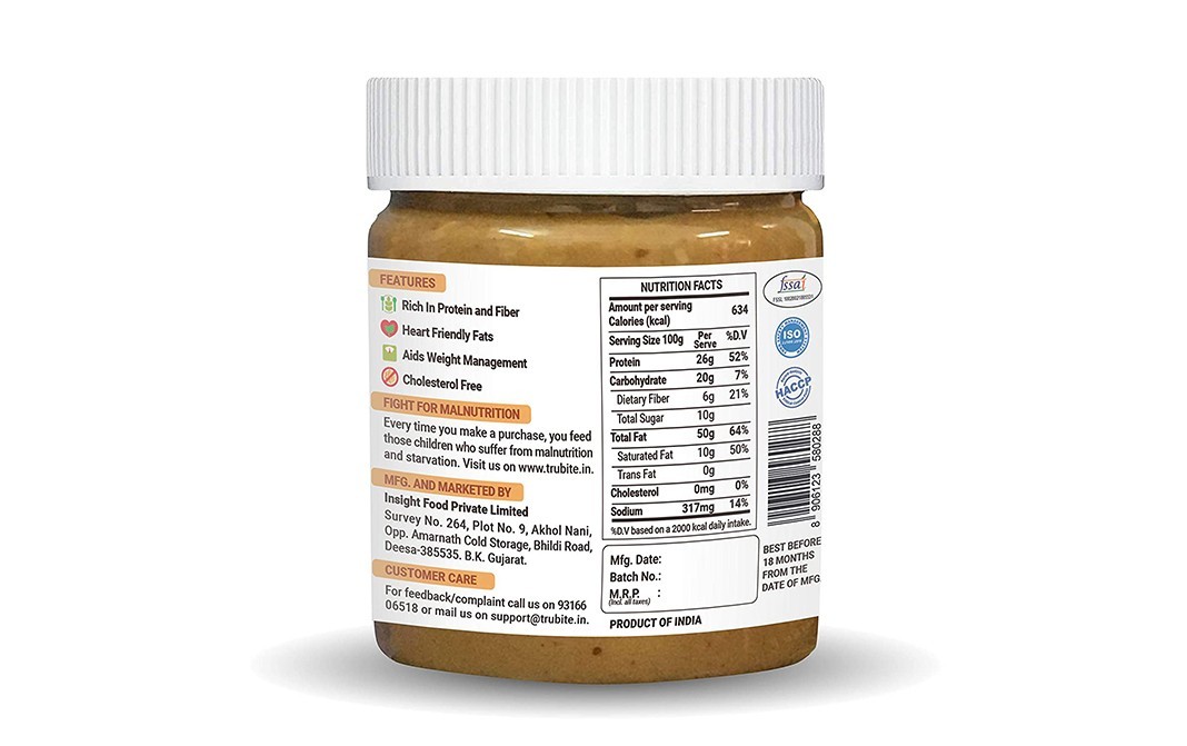 Trubite Classic Peanut Butter Crunchy   Plastic Jar  350 grams